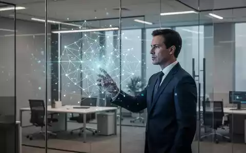 Führungskraft betrachtet eine digitale Netzwerkvisualisierung in einem modernen Büro als Symbol für unternehmerische Resilienz. - Foto: über boerse-global.de