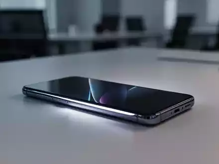 Ein modernes Smartphone liegt auf einem minimalistischen Schreibtisch, beleuchtet durch sanftes, cineastisches Licht. - Foto: über boerse-global.de