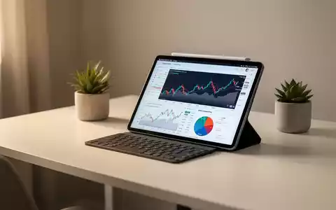 Minimalistischer Schreibtisch mit einem Tablet, das Finanzdiagramme anzeigt, symbolisiert eine klare Budgetplanung. - Foto: über boerse-global.de