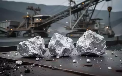 Nahaufnahme von rohem Silbererz vor einer unscharfen Kulisse einer modernen Bergbauanlage. - Foto: über boerse-global.de