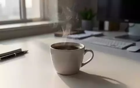 Eine dampfende Tasse schwarzer Kaffee auf einem modernen Schreibtisch im Büro bei sanftem Tageslicht. - Foto: über boerse-global.de