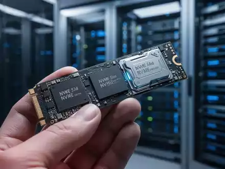 Nahaufnahme eines Hochleistungs-NVMe-SSD-Moduls für flüssigkeitsgekühlte Rechenzentren. - Foto: über boerse-global.de