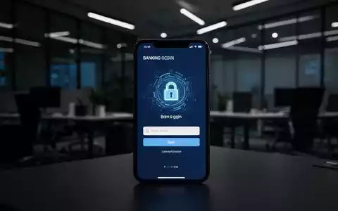 Ein Smartphone zeigt eine Login-Maske für Online-Banking in einer modernen, leicht abgedunkelten Büroumgebung. - Foto: über boerse-global.de