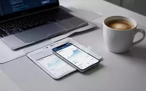 Smartphone mit Banking-App und Laptop auf einem modernen Schreibtisch zur Visualisierung digitaler Geschäftskonten. - Foto: über boerse-global.de