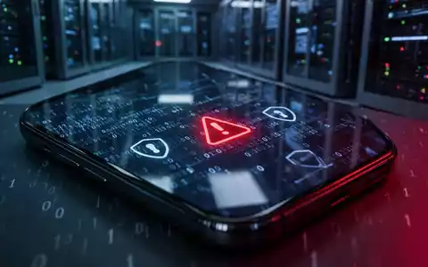 Ein Smartphone-Bildschirm mit abstrakten Binärcode-Elementen und Sicherheitssymbolen in einer dunklen, digitalen Umgebung. - Foto: über boerse-global.de