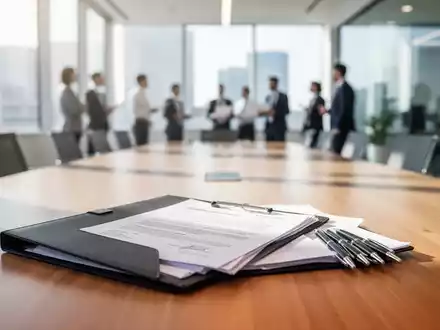 Ein professioneller Konferenztisch in einem modernen Büro symbolisiert die betriebliche Mitbestimmung und Wahlen. - Foto: über boerse-global.de
