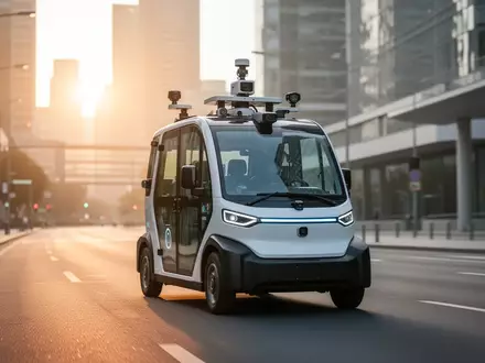 Autonomes Wartungsfahrzeug mit Sensoren zur Infrastrukturinspektion auf einer Stadtstraße. - Foto: über boerse-global.de