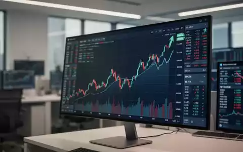 Digitale Finanzmarkt-Grafik mit steigenden Aktienkursen auf einem modernen Monitor. - Foto: über boerse-global.de