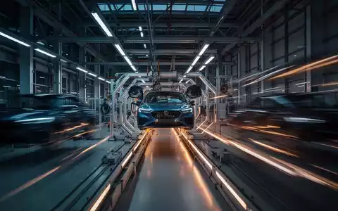 Moderne Produktionsanlage der Automobilindustrie in stimmungsvollem Licht. - Foto: über boerse-global.de