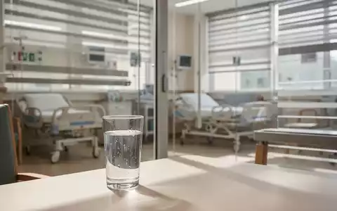 Ein Glas frisches Wasser auf einem Tisch in einem klimatisierten Pflegeheim vor einem sonnendurchfluteten Fenster. - Foto: über boerse-global.de