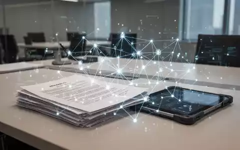 Digitale Netzwerkdarstellung über behördlichen Dokumenten zur Visualisierung von KI-gestützten Verwaltungsprozessen. - Foto: über boerse-global.de