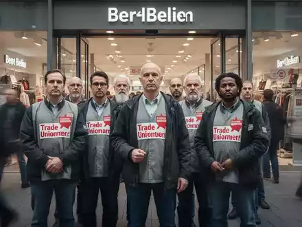 Streikende Beschäftigte des Einzelhandels bei einer gewerkschaftlichen Versammlung in Berlin. - Foto: über boerse-global.de