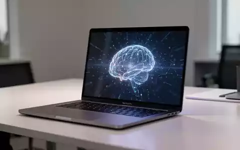 Modernes MacBook Pro auf einem Schreibtisch mit dezent leuchtender KI-Oberfläche, die sich auf dem Bildschirm spiegelt. - Foto: über boerse-global.de