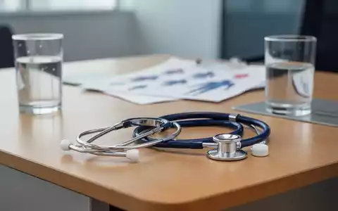 Stethoskop und Wasserglas auf einem Schreibtisch in einer Arztpraxis als Symbol fĂŒr die medizinische Fachdebatte. - Foto: ĂŒber boerse-global.de