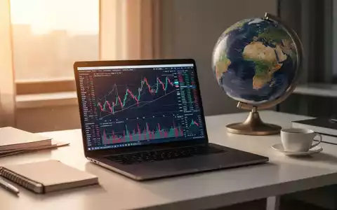 Ein moderner Schreibtisch mit Laptop und Finanzdiagrammen sowie ein Globus im Hintergrund als Symbol für finanzielle Freiheit. - Foto: über boerse-global.de