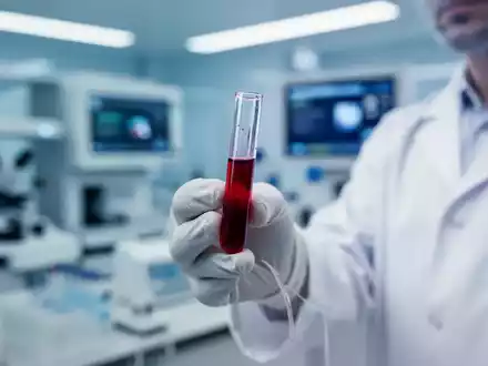 Medizinisches Labor mit einer Blutprobe in einem Reagenzglas für die Alzheimer-Diagnostik. - Foto: über boerse-global.de