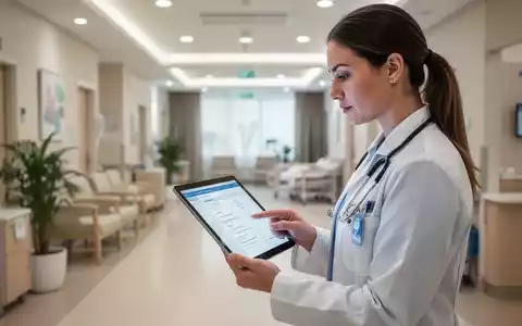 Eine Pflegefachkraft nutzt ein Tablet zur digitalen Dokumentation in einer modernen Pflegeeinrichtung. - Foto: über boerse-global.de