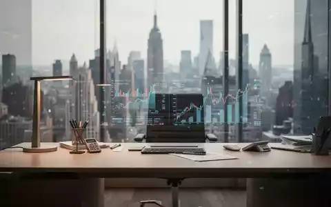 Moderner Schreibtisch in einem Finanzbüro mit verschwommenem Stadtbild im Hintergrund. - Foto: über boerse-global.de
