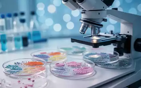 Mikroskopische Aufnahme von Bakterienkulturen in einem modernen medizinischen Labor zur Erforschung der Darm-Hirn-Achse. - Foto: über boerse-global.de