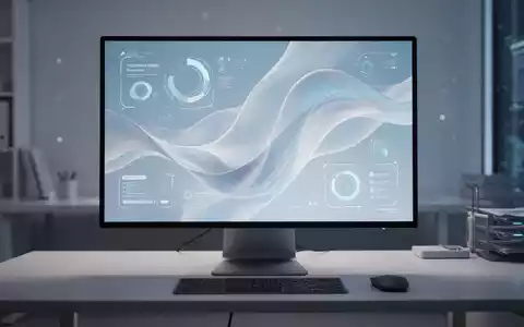 Ein moderner Computerarbeitsplatz mit abstraktem UI-Design auf dem Monitor, das die Modernisierung der Windows-Oberfläche symbolisiert. - Foto: über boerse-global.de