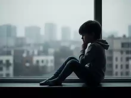 Silhouette eines nachdenklichen Kindes an einem Fenster, symbolisch für psychische Belastungen bei jungen Menschen. - Foto: über boerse-global.de