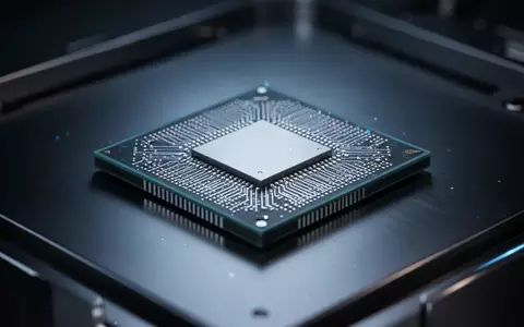 Nahaufnahme eines modernen Computerprozessorchips auf einer metallischen Oberfläche, die Apples Silizium-Hardwareentwicklung repräsentiert. - Foto: über boerse-global.de