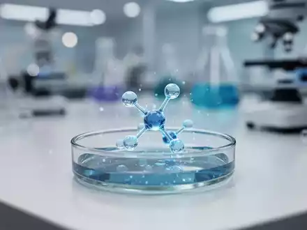 Ein glühendes molekulares Modell in einer Petrischale in einem modernen Forschungslabor zur Alzheimer-Therapie. - Foto: über boerse-global.de
