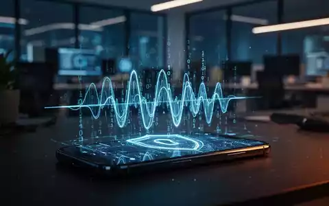 Ein beleuchtetes Smartphone vor einem verschwommenen, digitalen Hintergrund, das die Bedrohung durch KI-gestützte Betrugsmaschen symbolisiert. - Foto: über boerse-global.de