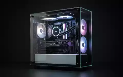 Schlanker, minimalistischer Gaming-PC mit Glas-Seitenteil und unsichtbaren Kabeln, beleuchtet durch dezentes RGB-Licht. - Foto: über boerse-global.de
