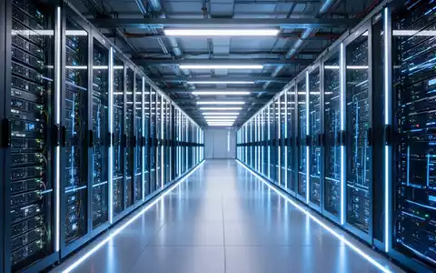 Modernes Rechenzentrum mit leuchtenden Server-Racks als Symbol für die KI-Infrastruktur von Microsoft Azure. - Foto: über boerse-global.de