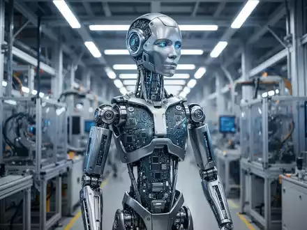 Ein hochentwickelter humanoider Roboter in einer modernen Industrieanlage, der fortschrittliche Robotiktechnologie repräsentiert. - Foto: über boerse-global.de
