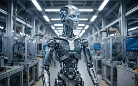 Ein hochentwickelter humanoider Roboter in einer modernen Industrieanlage, der fortschrittliche Robotiktechnologie repräsentiert. - Foto: über boerse-global.de