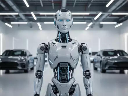 Ein humanoider Roboter in einem modernen Autohaus, der für Kundenservice und Produktpräsentationen konzipiert ist. - Foto: über boerse-global.de