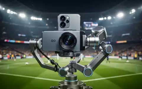 Ein Smartphone auf einem Roboter-Gimbal für professionelle Sportübertragungen in einem Stadion. - Foto: über boerse-global.de