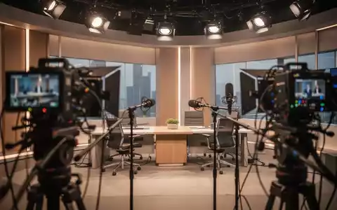 Modernes Fernsehstudio mit professionellem Equipment und stimmungsvoller Beleuchtung. - Foto: über boerse-global.de