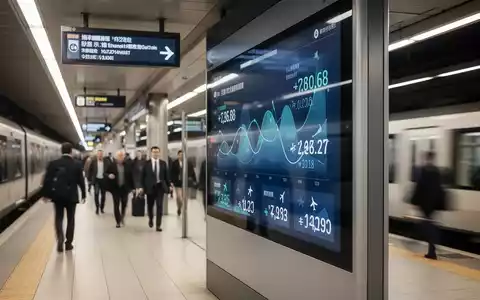 Digitale Anzeigetafel in einem modernen Bahnhof, die Preissysteme und Tarifstrukturen symbolisiert. - Foto: über boerse-global.de