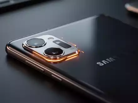 Nahaufnahme eines Premium-Samsung-Galaxy-Smartphones auf einem Schreibtisch, das technische Probleme und Akkuleistung darstellt. - Foto: über boerse-global.de