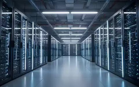 Reihen glühender Server-Racks in einer modernen, hochtechnologischen KI-Rechenzentrumsanlage. - Foto: über boerse-global.de