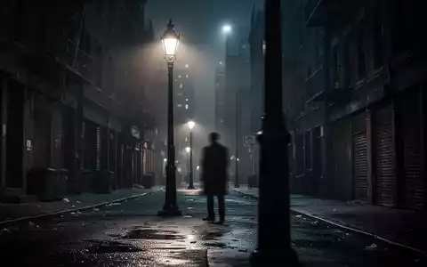 Dunkle nächtliche Straßenszene in einem Wohngebiet mit dramatischem Licht und Schatten. - Foto: über boerse-global.de