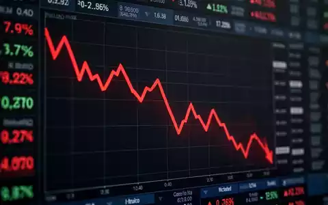 Digitaler Aktienchart mit fallendem Kursverlauf auf einem dunklen Bildschirm - Foto: über boerse-global.de