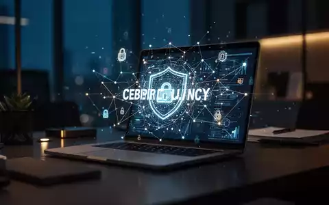 Ein moderner Büroarbeitsplatz mit einem Laptop, auf dem digitale Sicherheitsdaten visualisiert werden. - Foto: über boerse-global.de