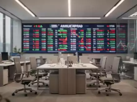 Abstraktes Finanzbild mit unscharfem Börsenticker in einem modernen Bürogebäude. - Foto: über boerse-global.de