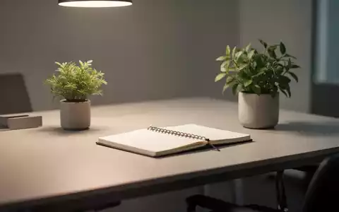 Ein minimalistischer, heller Arbeitsplatz mit einer Pflanze und einem Notizbuch, der Konzentration und Ruhe ausstrahlt. - Foto: über boerse-global.de