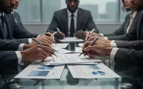 Menschen bei seriösen Lohnverhandlungen im Büro mit Finanzunterlagen auf dem Tisch. - Foto: über boerse-global.de