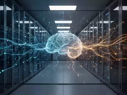 Digitale Visualisierung von KI-gestützter Cybersicherheit und Datenanalyse in einem modernen Serverraum. - Foto: über boerse-global.de
