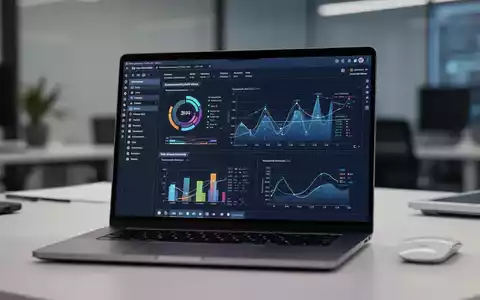 Schlanker Laptop-Bildschirm mit moderner Bürosoftware-Oberfläche in professioneller High-Tech-Umgebung. - Foto: über boerse-global.de