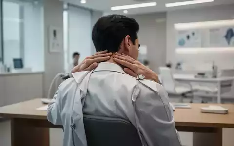 Eine Person sitzt an einem Schreibtisch und massiert sich verspannt den Nacken, symbolisch für ADHS-bedingte Schmerzen. - Foto: über boerse-global.de