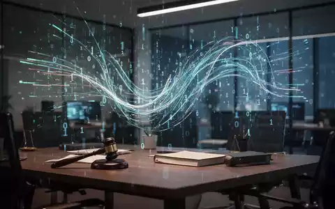Digitale Datenströme und abstrakte Schnittstellen in einem modernen Büro als Symbol für Datenschutz und KI-Technologie. - Foto: über boerse-global.de