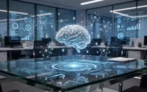 Moderner Büroarbeitsplatz mit holografischen Datenvisualisierungen und digitalen neuronalen Netzen. - Foto: über boerse-global.de