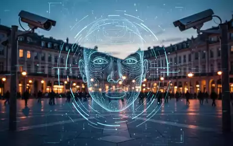 Abstrakte Darstellung von Gesichtserkennungstechnologie im öffentlichen Raum mit digitalen Scann-Linien. - Foto: über boerse-global.de
